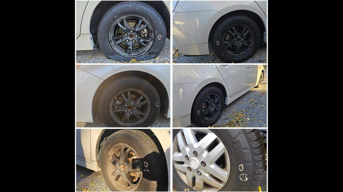 A vandal or vandals have targeted vehicles outside Clara Vaughn’s home in the Waldo area twice in five days, slashing 10, maybe 11, tires on three vehicles. In recent weeks, dozens of tires have been slashed in the Kansas City neighborhood. Vaughn posted this collection of photo Facebook to show the damage and see what others in the neighborhood were experiencing.