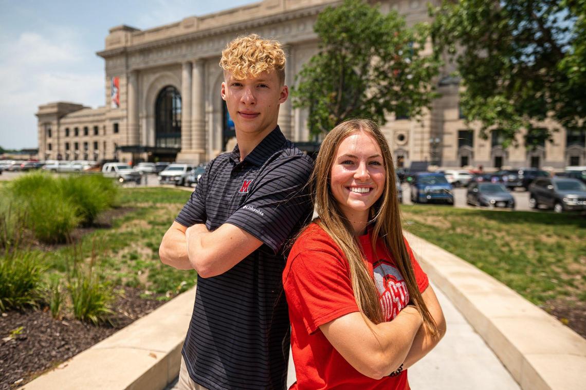 Carter McIntosh, left, and Taylor Cruse met up at Union Station recently for a photo shoot commemorating their designation as The Star’s High School Scholar-Athletes for 2023. Both will soon be attending universities in Ohio to play collegiate sports.
