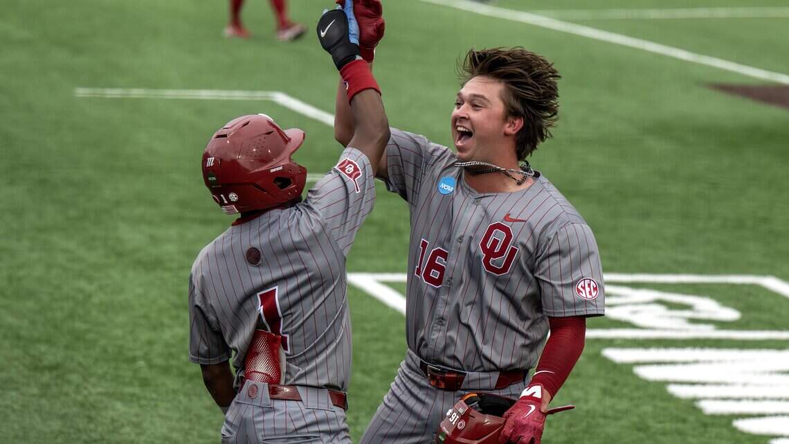 Oklahoma Sooners upend KU Jayhawks in 1st game of NCAA baseball Super Regional