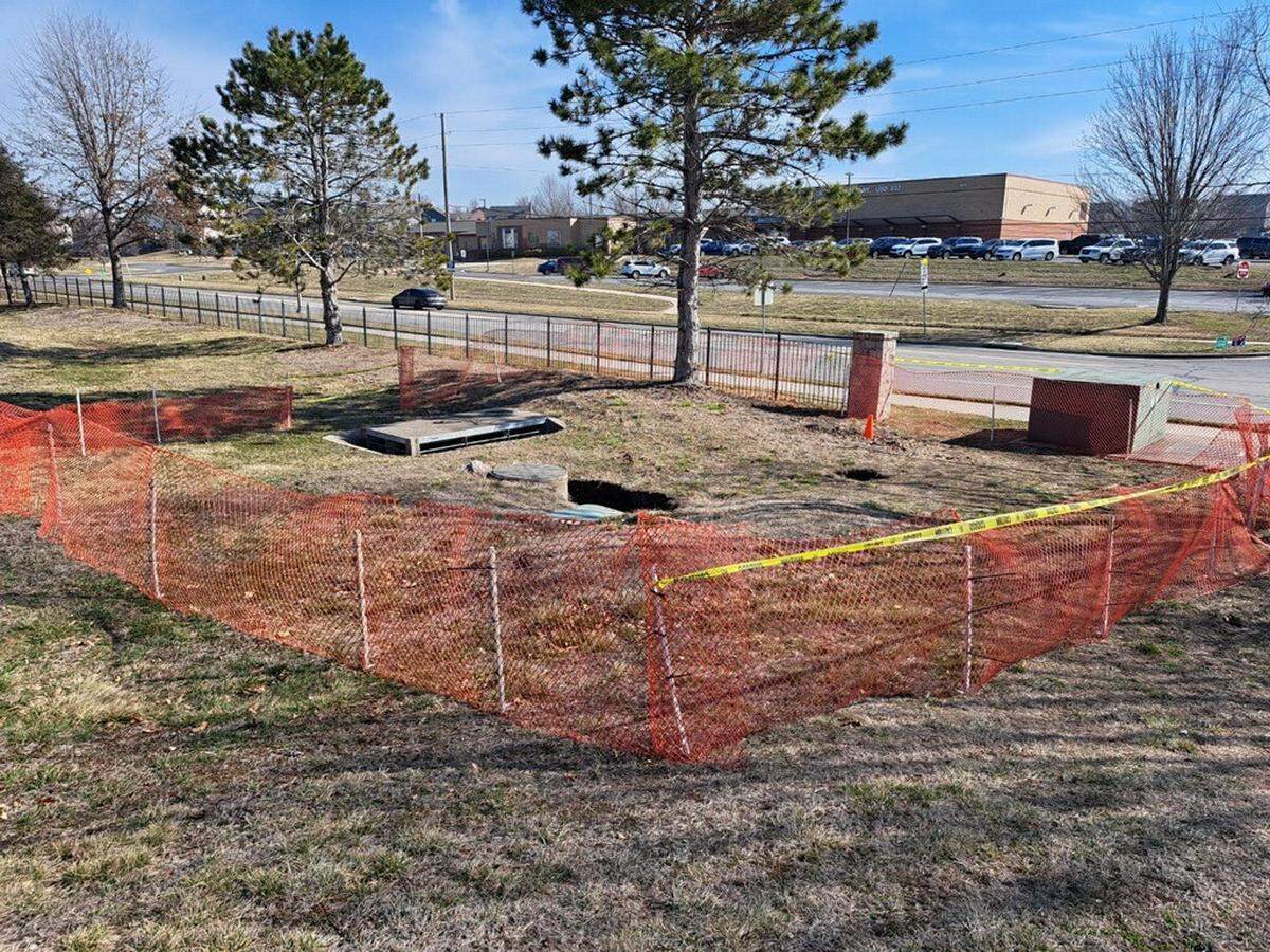 A sinkhole has formed near Mill Valley High School, prompting emergency repairs.