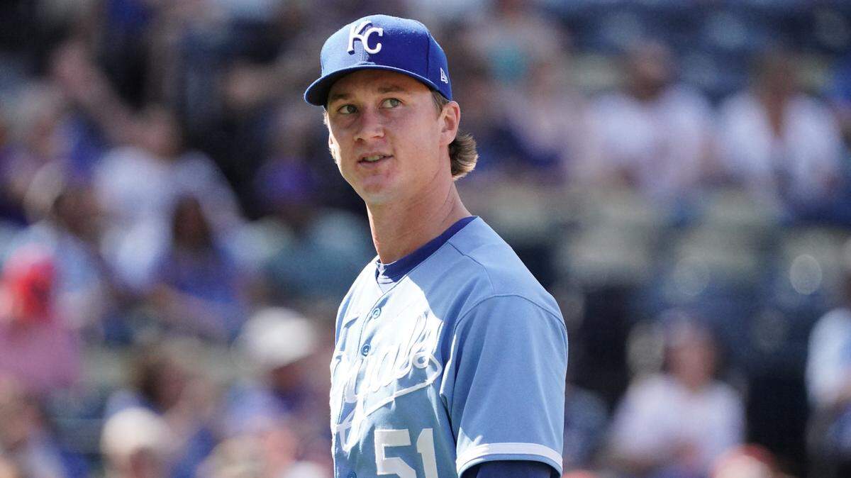 May 27, 2023; Kansas City, Missouri, USA; Kansas City Royals starting pitcher Brady Singer (51) returns to the dugout against the Washington Nationals after the fourth inning at Kauffman Stadium. Mandatory Credit: Denny Medley-USA TODAY Sports