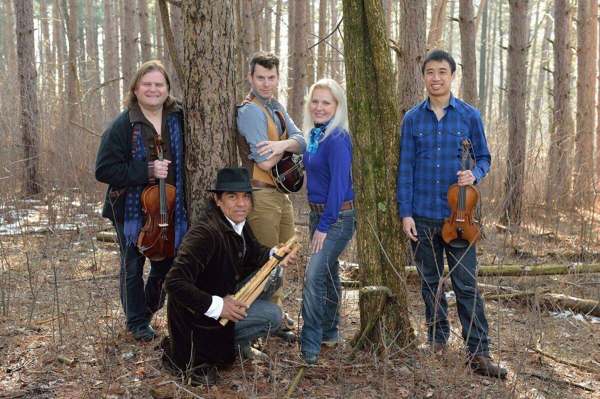 Native American flutist Robert Mirabal with ETHEL string quartet.