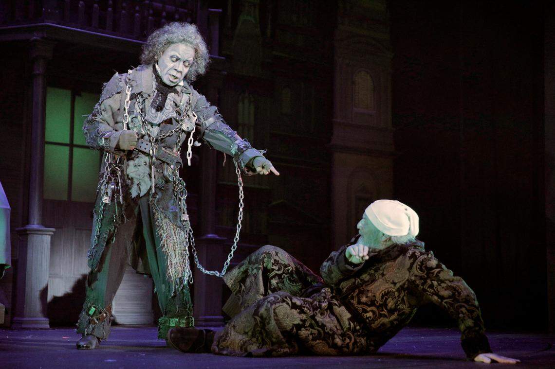 In Kansas City Repertory Theatre’s past productions of “A Christmas Carol,” Walter Coppage was Marley’s Ghost, haunting Ebenezer Scrooge (Gary Neal Johnson). This year they’ll be among five actors taking turns reading the story.