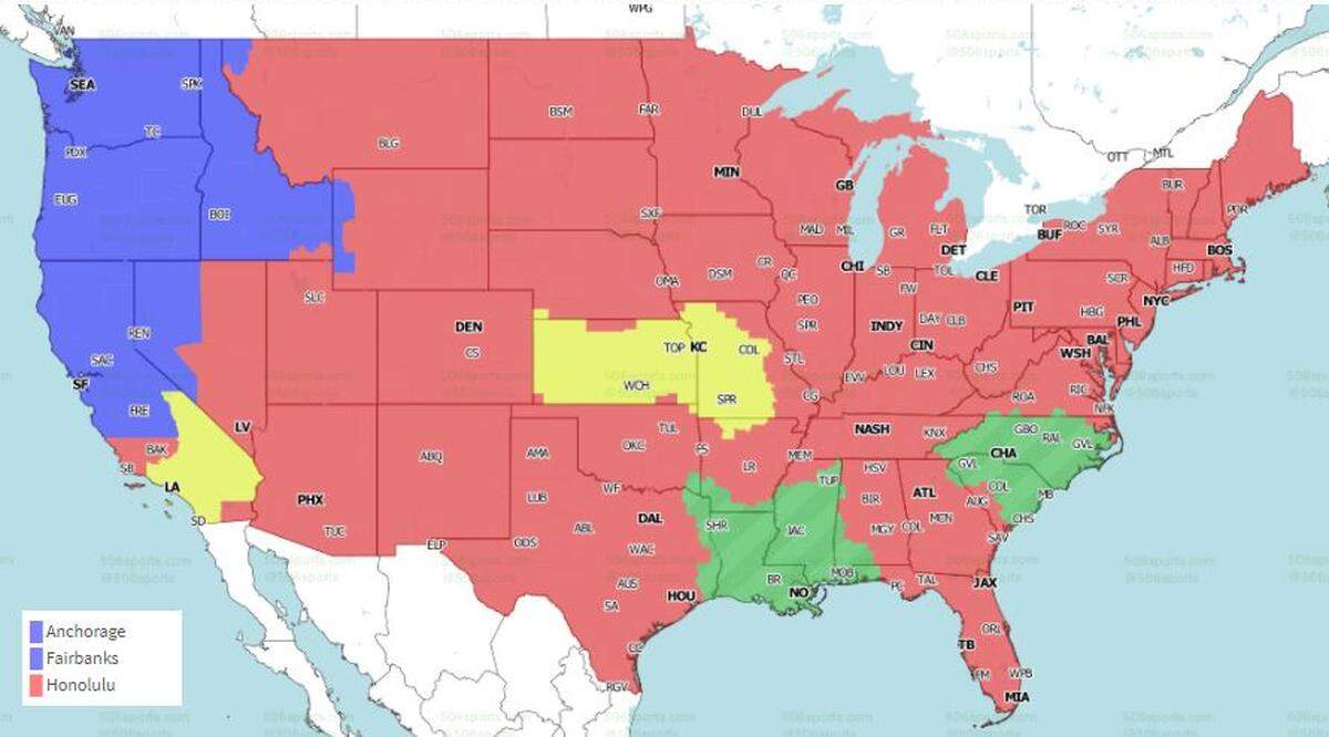 The Chiefs-Chargers game will be seen in parts of just five states.