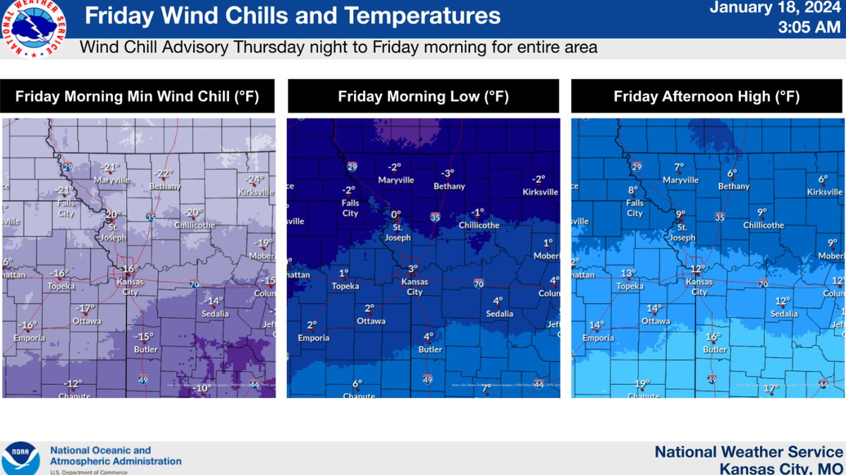 Temperatures are expected to fall into the single digits, with strong winds making conditions even colder, according to the National Weather Service.