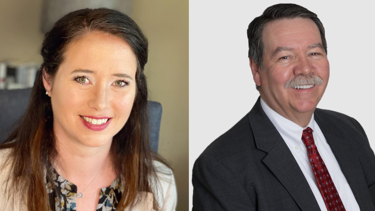 Gina Knapp (left) and Steve Roberts (right) running for the District 5 seat on the Blue Valley school board
