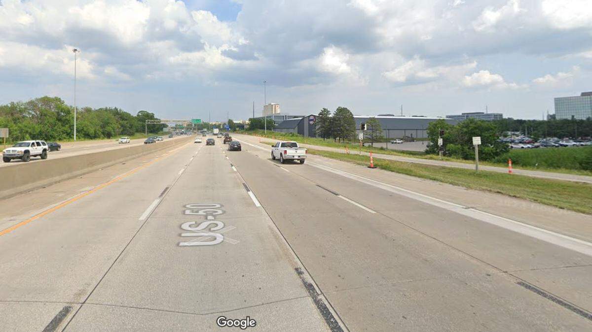 A driver crossing Interstate 435 in Johnson County following a crash with another vehicle died after being struck by semi truck that failed to stop early Monday, a spokesman for the Overland Park Police Department said. This Google Maps Street View image of the area is from June.