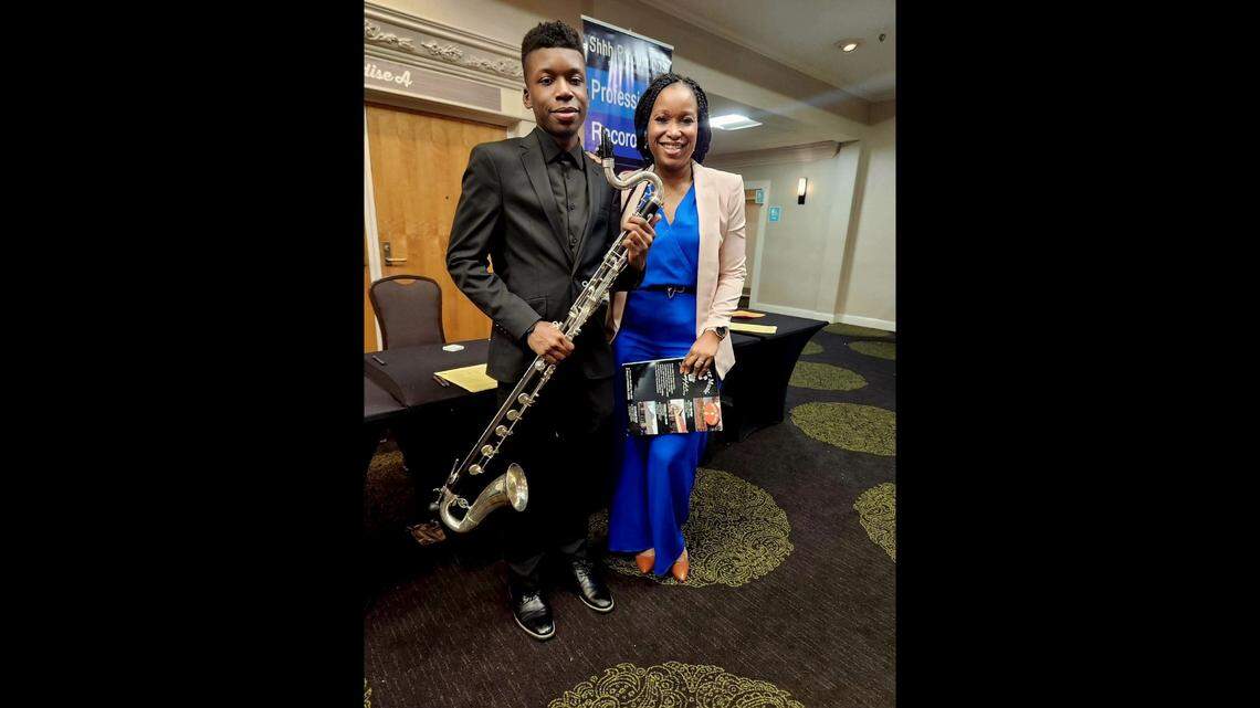 Ralph Yarl pictured with his mother Cleo Nagby. Yarl, a Bass Clarinet player made All-State Band in January. He has been on a constant road of recovery after he was shot on April 13, 2023 in North Kansas City.