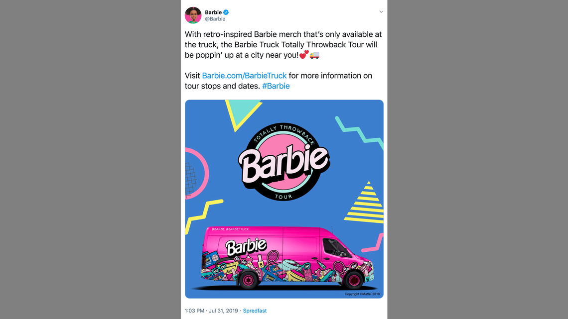 The Barbie truck, which debuted in Kansas City, will take off on a road trip this weekend.
