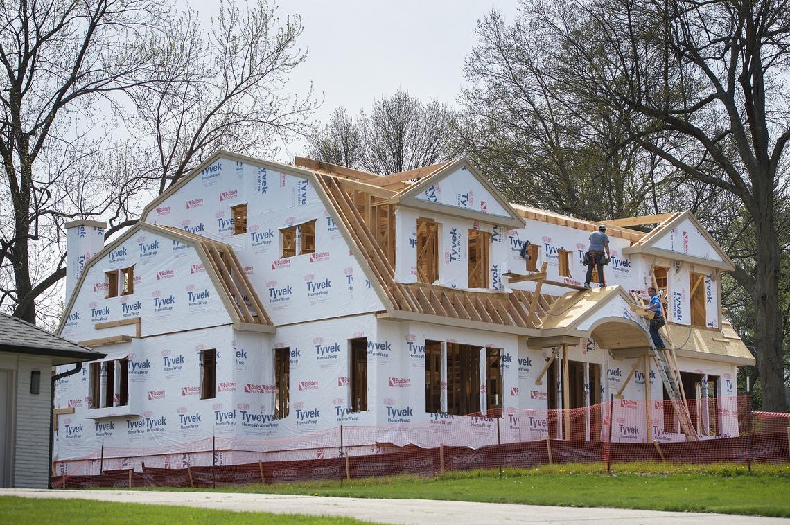Prairie Village is continuing teardowns at a furious pace and new home construction is booming. A new home, one of several on the street, is currently under construction in the 4700 block of W. 68th Street in Prairie Village. The builder, Koenig Building+Restoration, seeks parcels of land in the Shawnee Mission East School District, to build new homes.