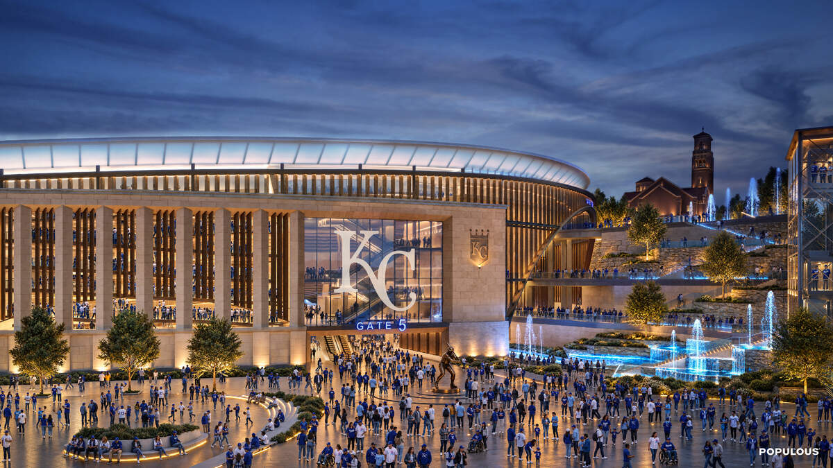 One of the new renderings for the Royals’ planned stadium at Crown Center.