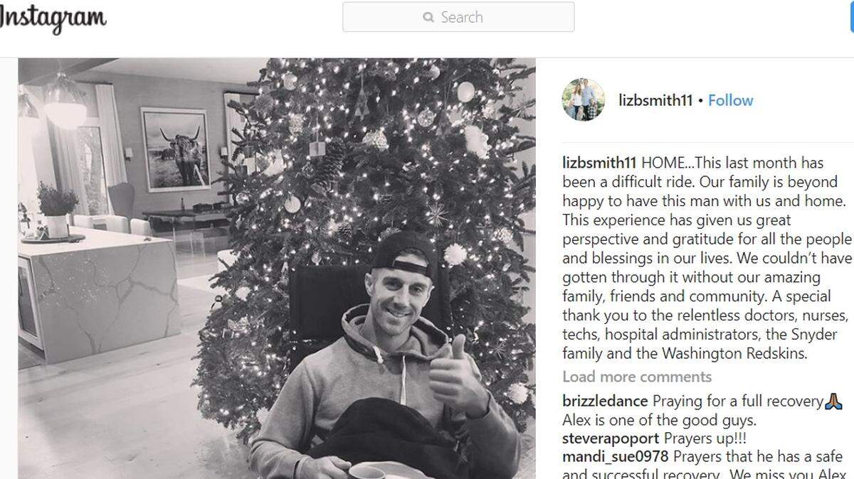 Alex Smith’s wife’s Instagram post