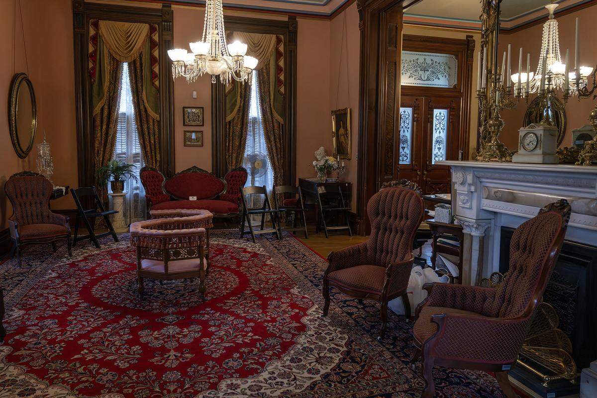 The women's parlor room is seen at the Vaile Mansion on Tuesday, May 5, 2026, in Independence.