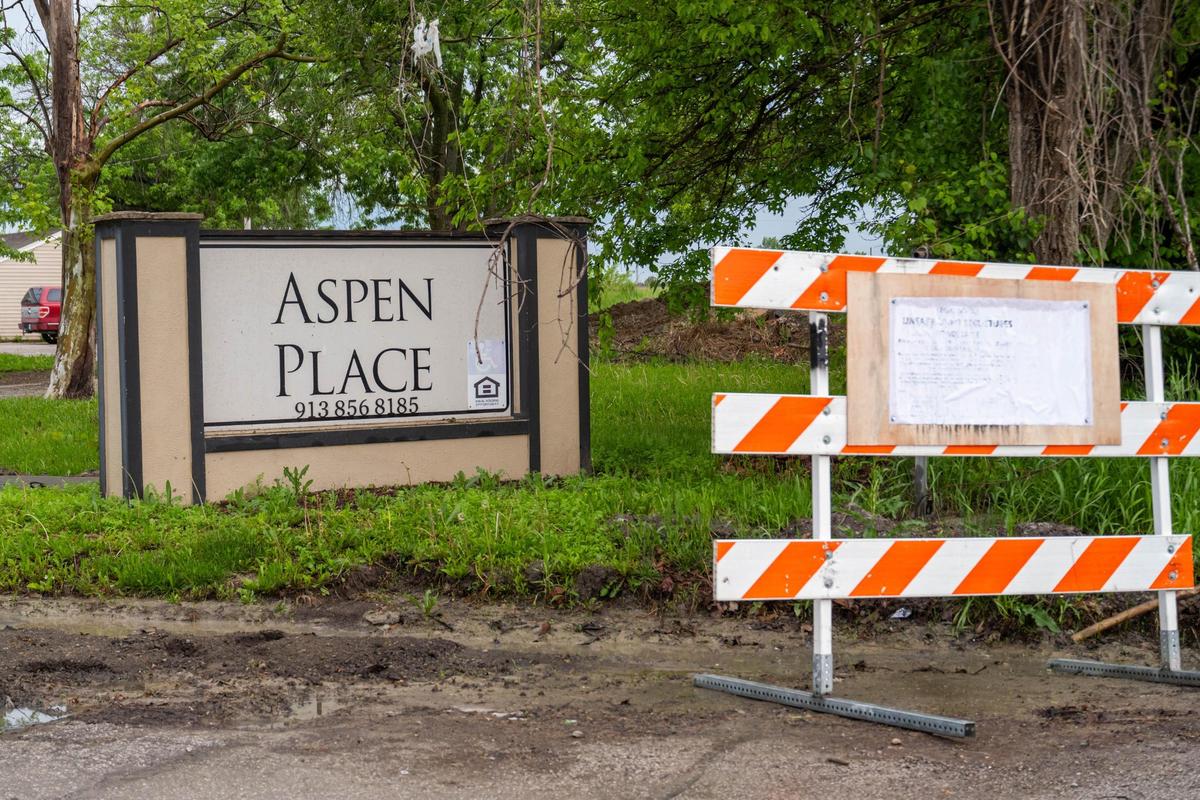 Aspen Place Apartments in Gardner on Wednesday, May 7, 2025. Residents of the apartment complex were forced from their homes after the city condemned the property due to several safety concerns including water main breaks and damage to the roadways inside the complex.