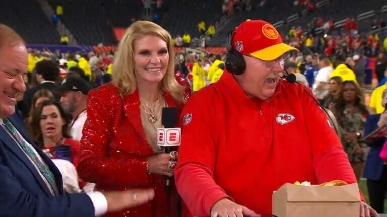 ESPN gave Chiefs’ Andy Reid some celebratory burgers after Super Bowl