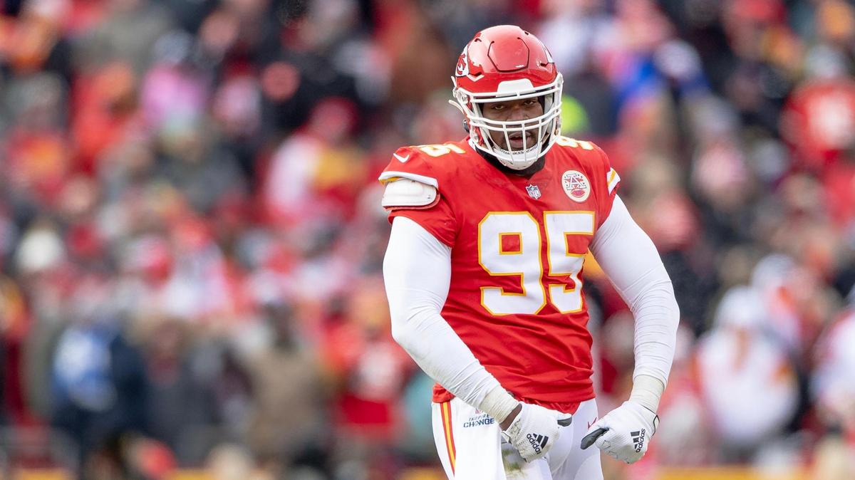 Kansas City Chiefs defensive tackle Chris Jones (95) celebrates a tackle for a loss during the second half of an NFL football game against the Seattle Seahawks at Arrowhead Stadium on Saturday, Dec. 24, 2022, in Kansas City.