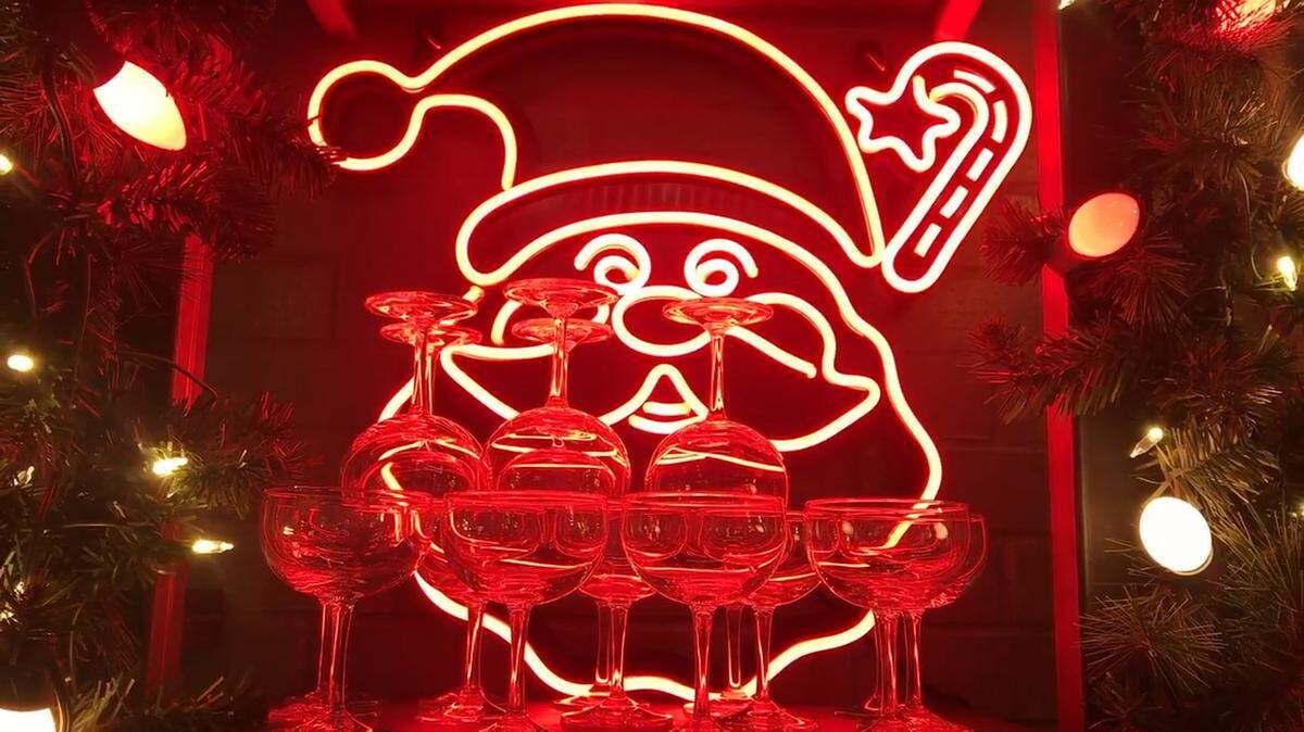 A file photo of decorations at the Miracle on the Plaza holiday pop-up bar. A man was arrested at the establishment after he allegedly threatened employees Saturday evening.