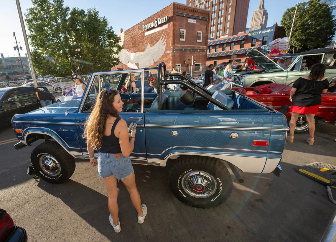 Fans and car enthusiasts flocked to Kelce Car Jam to see classic cars including a vintage Ford Bronco and to get a glimpse of Travis Kelce in Kansas City on Saturday, October 5, 2024.
