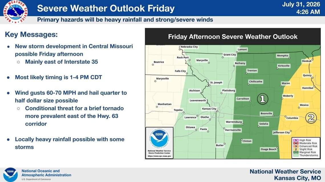 Morning storms soak Kansas City, then move out; more may fire east of I-35 later