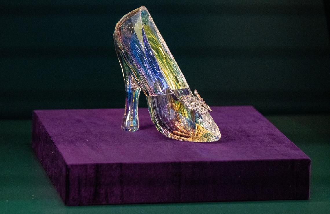 The slipper from the live action Cinderella (2015) was put on display Monday, May 20, 2024, in preparation for the opening of Disney100: The Exhibition, which opens Friday at Union Station in Kansas City.