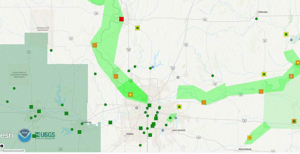 The waters of the Missouri River are rising and several counties in the Kansas City area are under flood warnings as minor to moderate flooding is occurring or expected to occur over the next few days, according to the National Weather Service.