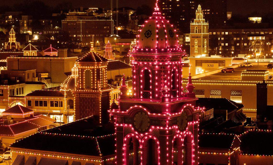Christmas lights on the Country Club Plaza in 2022.