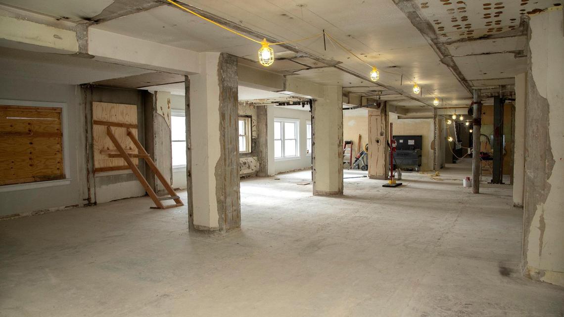 The fourth floor of the Aladdin hotel in downtown Kansas City is one of the floors that will be turned into apartments. The Aladdin, opened in 1925 and closed in 2022, is being converted into apartments and is scheduled to open in the Spring of 2026.