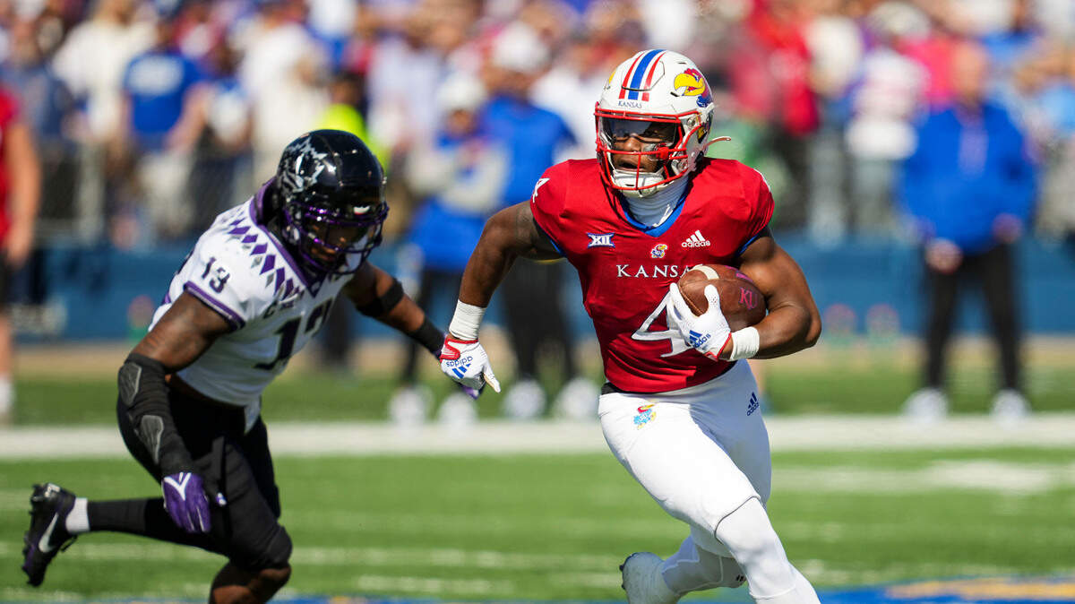 Kansas Jayhawks running back Devin Neal projects to be the top running back returning this season in the Big 12.