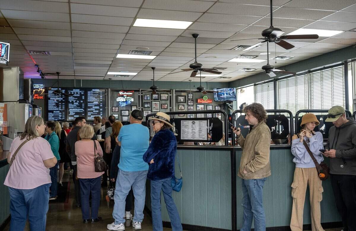 Guest stand in line at Joe's KC BBQ on Thursday, April 30, 2026, in Kansas City.
