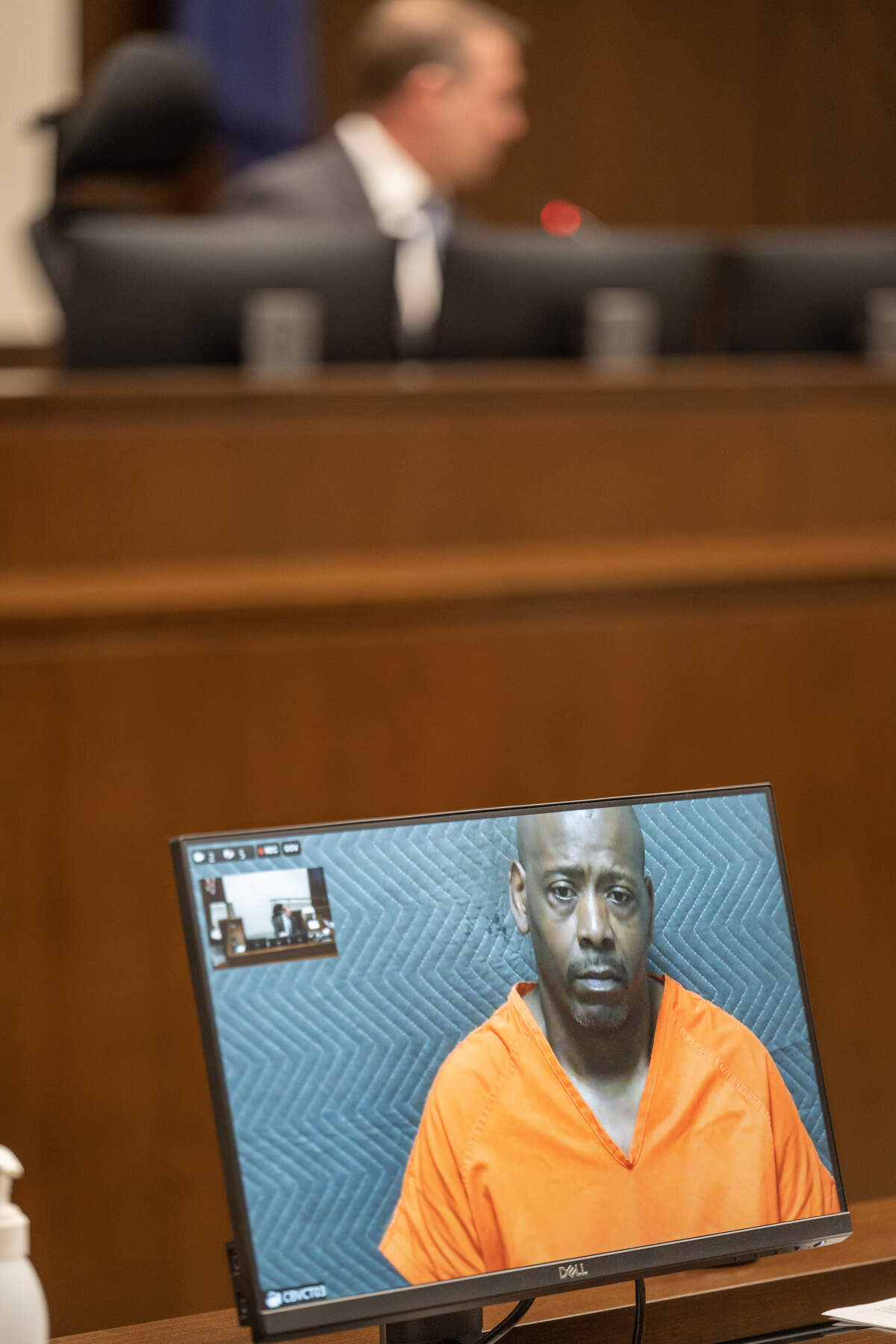 Dave Merritt, the defensive backs coach with the Kansas City Chiefs, has been charged with misdemeanor domestic battery and appears in court before Judge Wayne Smith via Zoom at the Johnson County Courthouse on Thursday, April 23, 2026.