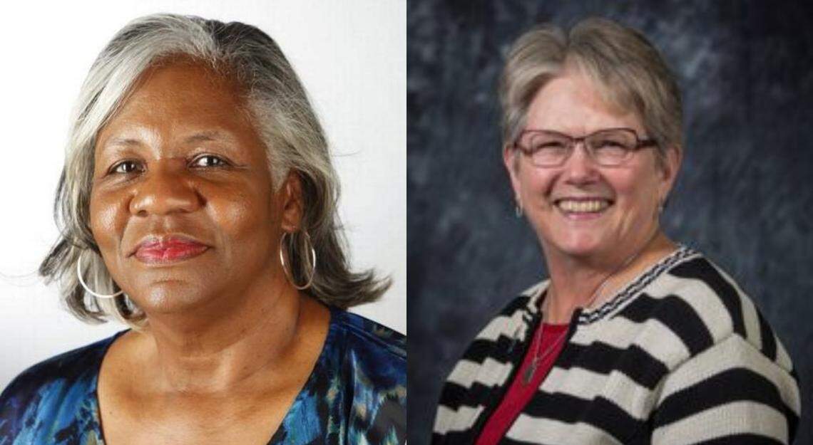In Wichita, Democrat Betty Arnold, left, is challenging incumbent Republican Kathy Busch for a seat on the Kansas Board of Education.
