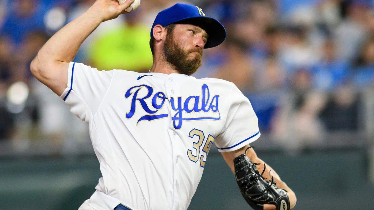 Kansas City Royals relief pitcher Greg Holland throws to a Boston Red Sox batter during the ninth inning of a baseball game in Kansas City, Mo., Friday, June 18, 2021. (AP Photo/Reed Hoffmann)