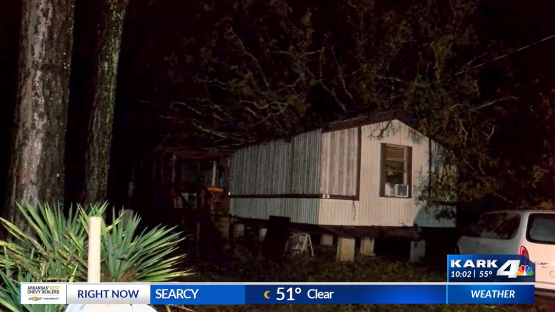 A 20-year-old woman died after a tree fell through an Arkansas mobile home during a severe storm, officials say.