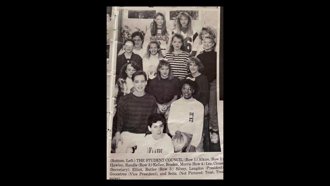 This Lexington Middle School student council yearbook photo shows seventh-graders Josh Hawley and Andrea Randle in the second row. Last year, Randle wrote to her former classmate, asking him to speak out about the death of George Floyd. She never heard back.