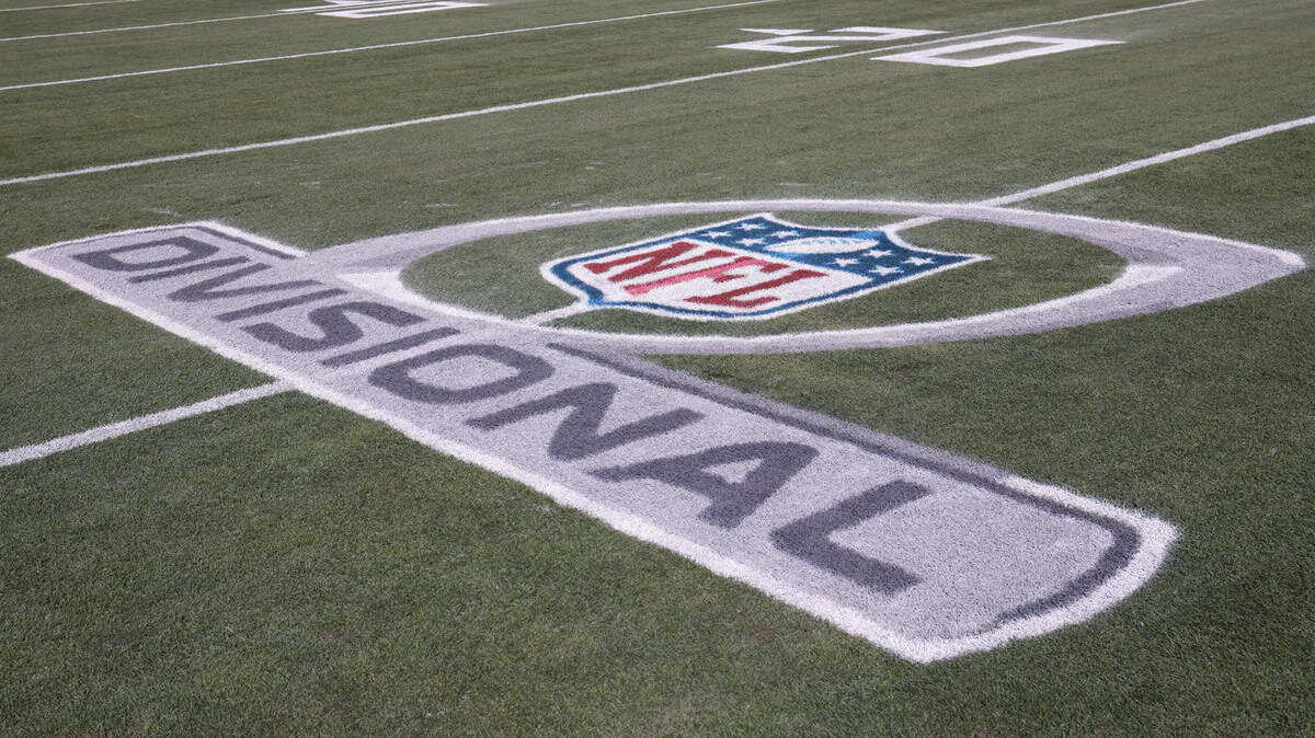 A general overall view of the AFC Divisional playoff logo at Nissan Stadium in 2022.