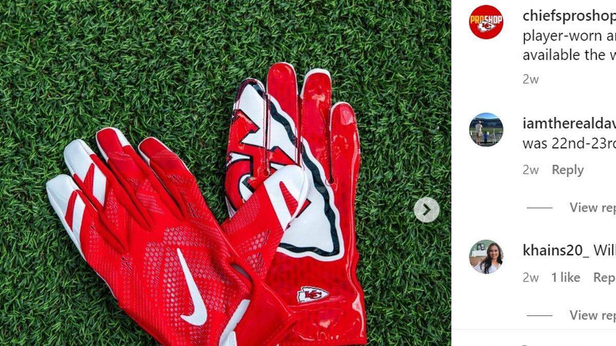 These gloves will be available at the Chiefs sale.