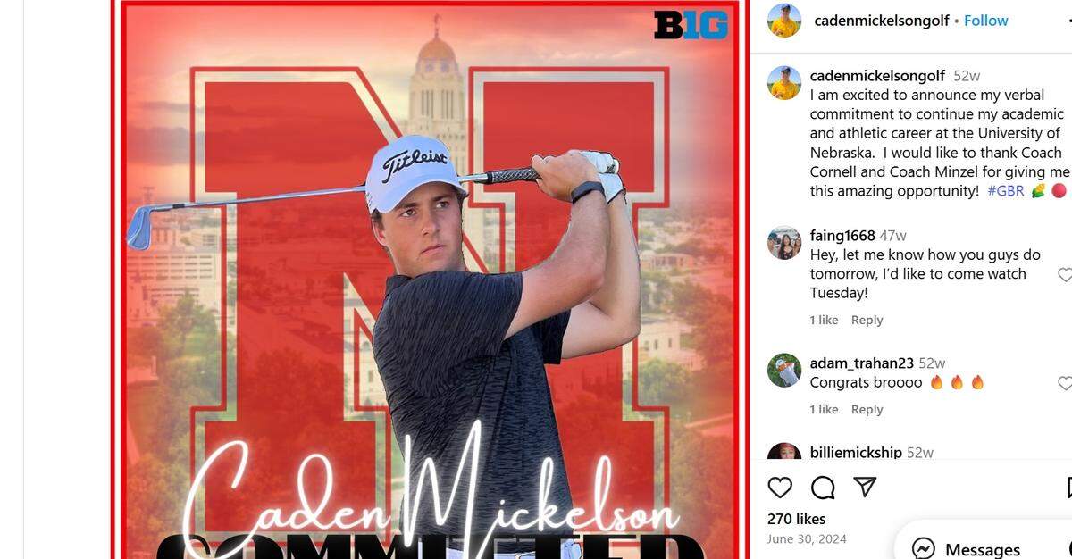 Liberty North’s Caden Mickelson, who has committed to playing college golf at Nebraska, won the 2025 boys Kenneth Smith Award as the Kansas City area’s top male high school golfer on Thursday, July 3, 2025.