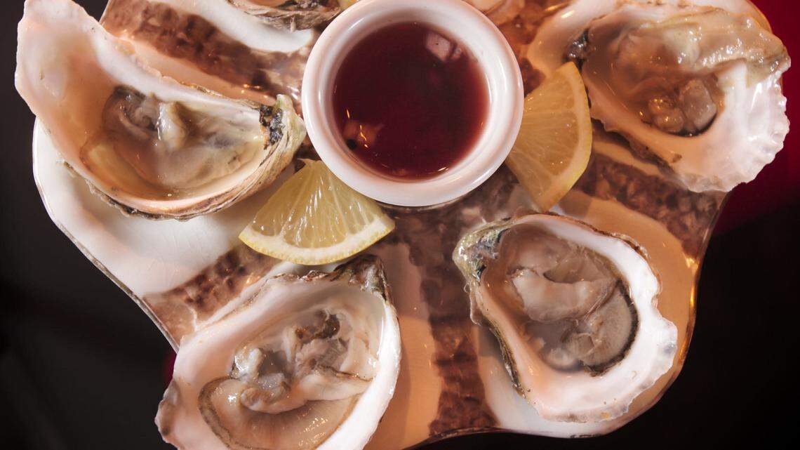 Oysters on the half-shell are served at Le Fou Frog in Kansas City.