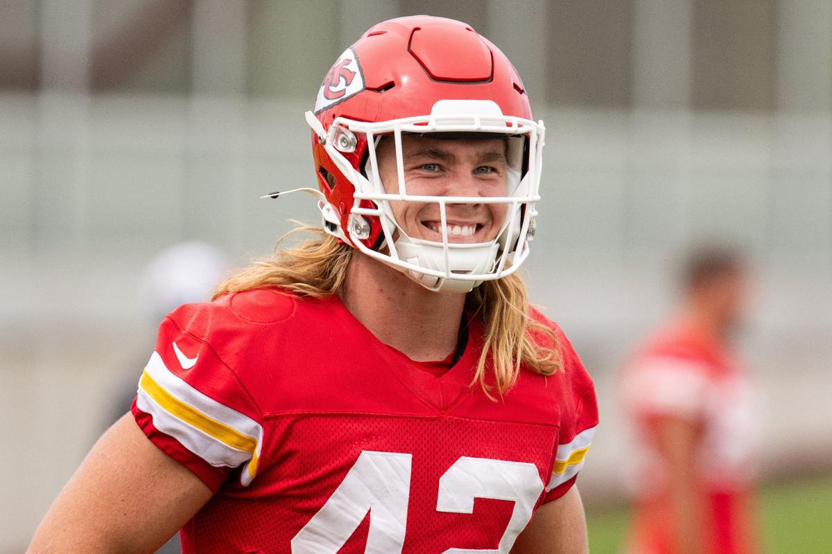 Kansas City Chiefs running back Carson Steele at practice on Friday, Sept. 13, 2024.