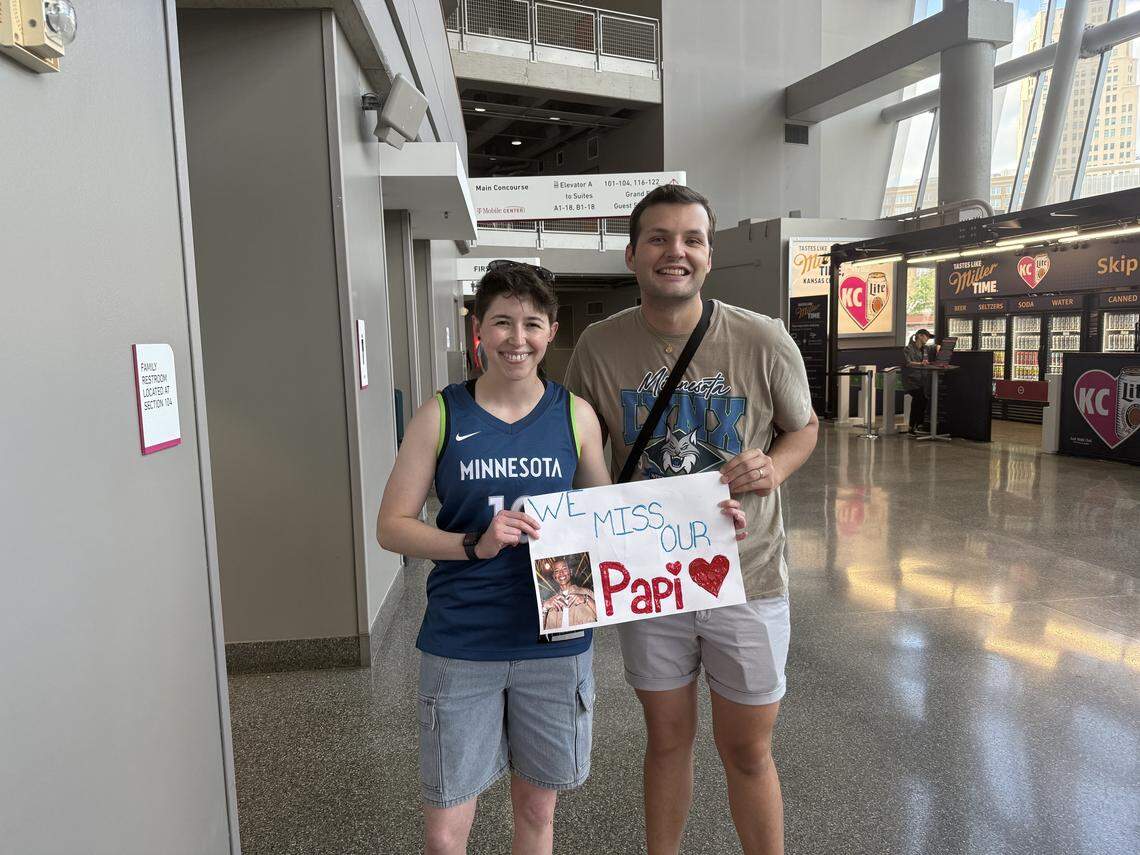 April Peters (left) and her friend attended the preseason matchup between the Minnesota Lynx and the Nigerian women’s national team April 27 at the T-Mobile Center in Kansas City, Missouri.