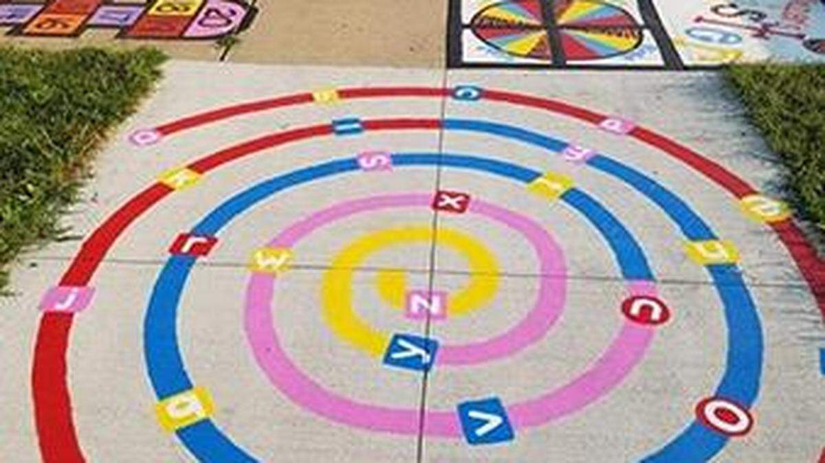 The alphabet swirl is part of the update playground at Tomahawk Elementary School in Olathe.