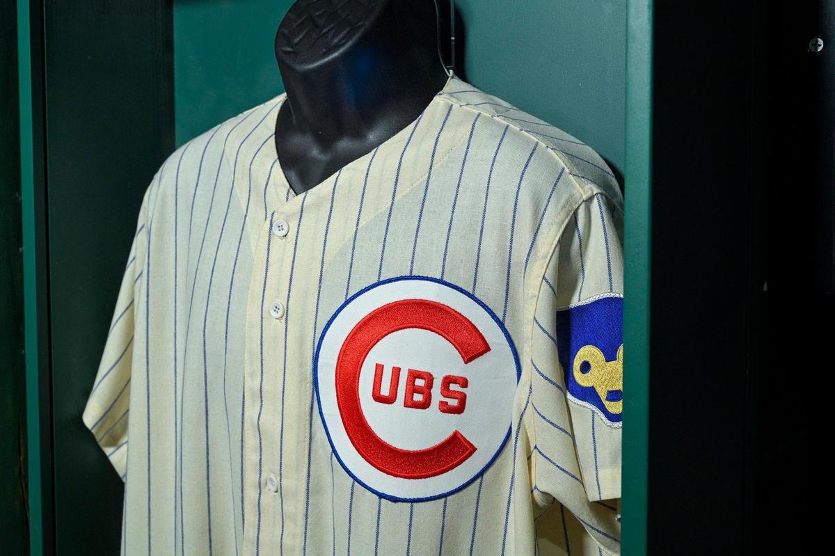 Buck O’Neil’s jersey at the Negro Leagues Baseball Museum. O’Neil, the Kansas City Monarchs star player and manager was the first Black coach in Major League Baseball. when he was promoted to coach from being a scout in 1962 for the Chicago Cubs.