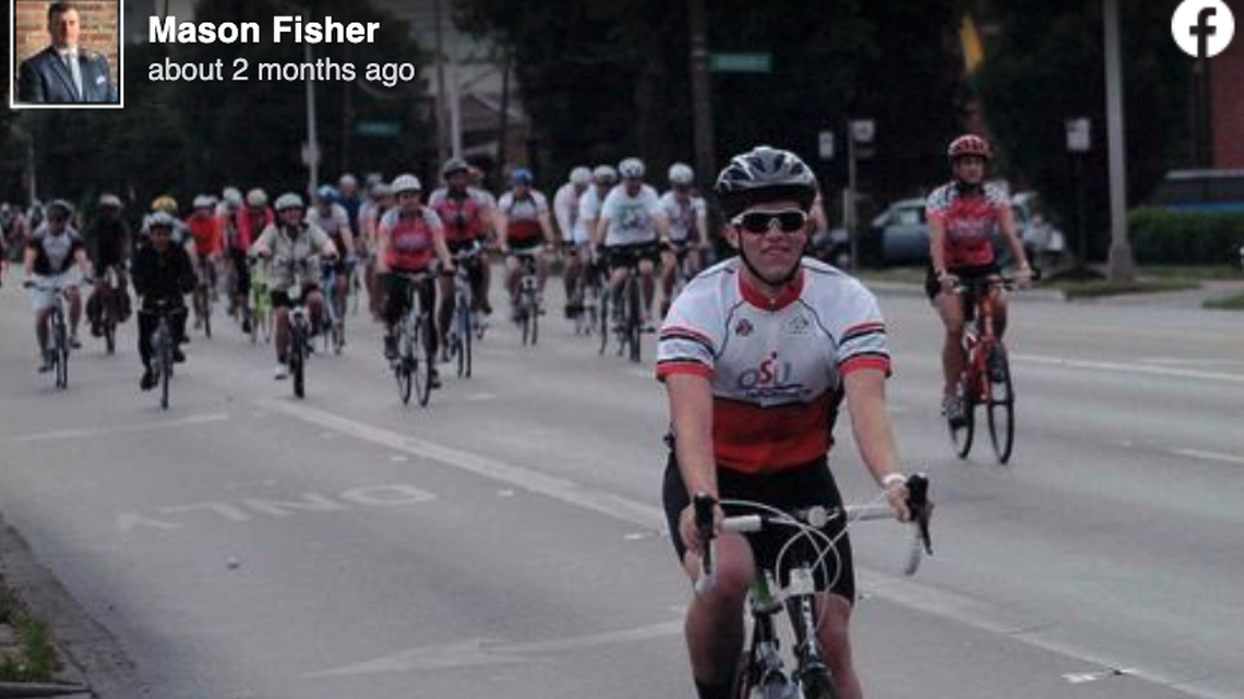 Mason Fisher, 27, died during the 102-mile Pelotonia bike race in Columbus, Ohio, officials say.