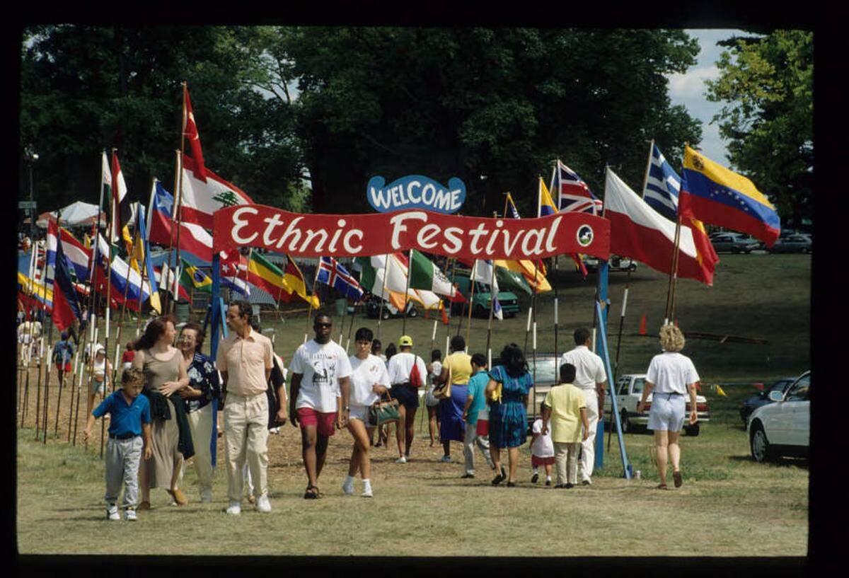 Entrance to the Ethnic Enrichment Festival in Swope Park, 1998.