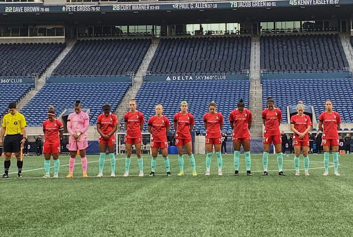 The Kansas City Current (pictured) and OL Reign FC observed a moment of silence for the victims of the massacre in Uvalde, Texas, before Wednesday night’s NWSL match in Seattle.