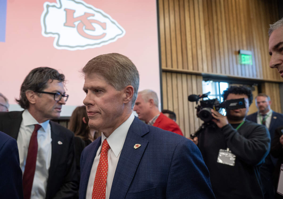Chiefs owner Clark Hunt, here in December after answering questions about the team’s choice to build a new stadium in Kansas City, Kansas, has been teased for his dancing abilities by his daughter, Gracie Hunt.