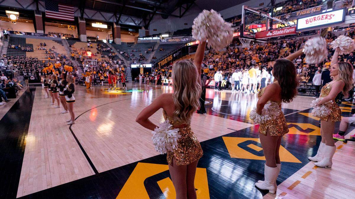 The Missouri Golden Girls perform before the start of an NCAA college basketball game against Georgia Saturday, March 5, 2022, in Columbia, Mo. (AP Photo/L.G. Patterson)