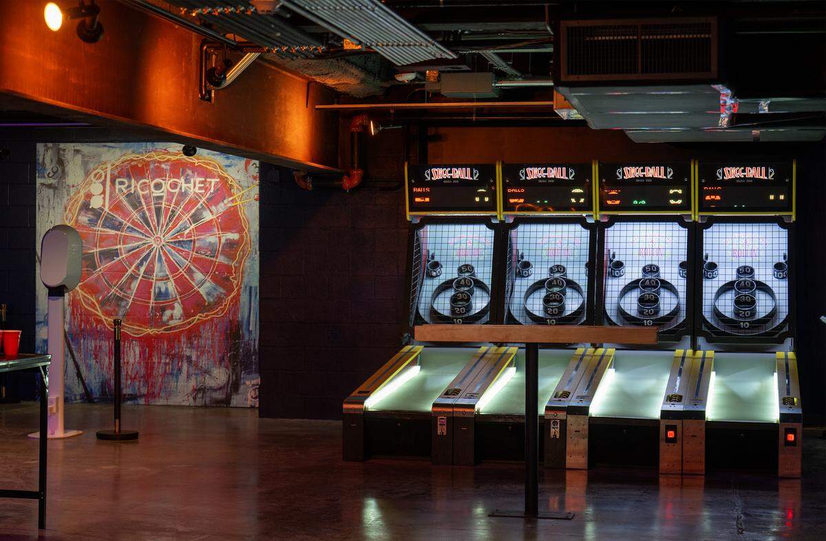 A “selfie spot” and skeeball games at Ricochet, an adult game lounge opening in the former Kansas City Star building, 1720 McGee St., in the East Crossroads. 