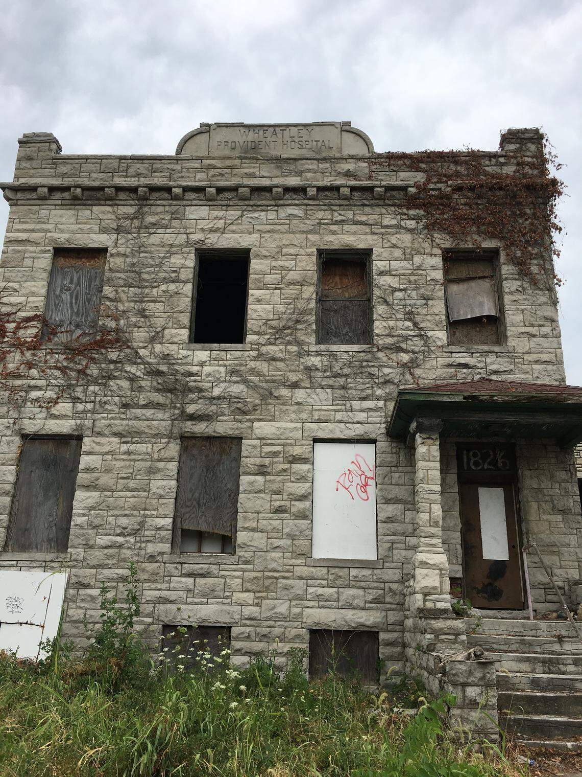 The Wheatley-Provident hospital building had fallen into disrepair, appearing on Kansas City's Dangerous Buildings list since 2012. Since the developers' purchase, a contracting company has boarded all ground floor entries.
