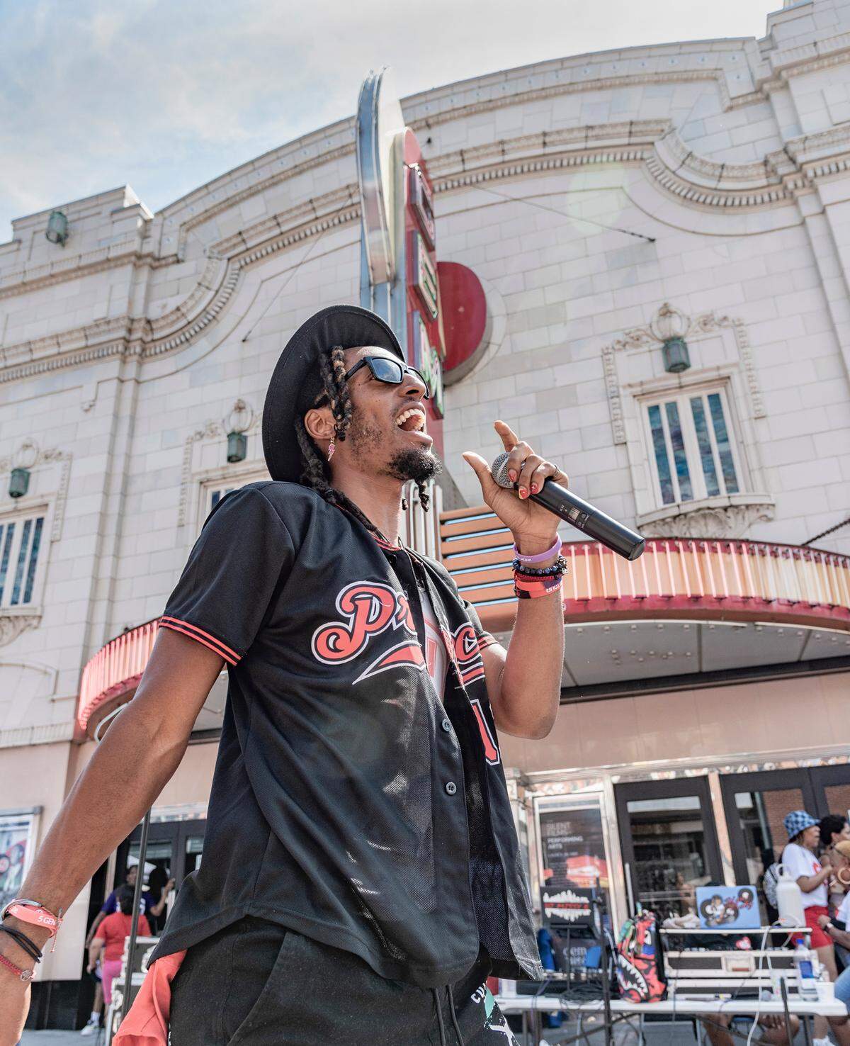 Music artist AY Young performed new songs outside the Gem Theater at 816 Day.